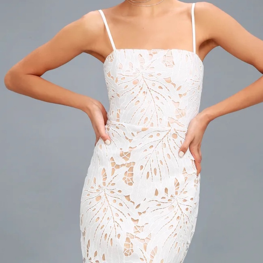 Lulus Elegant White Lace Dress